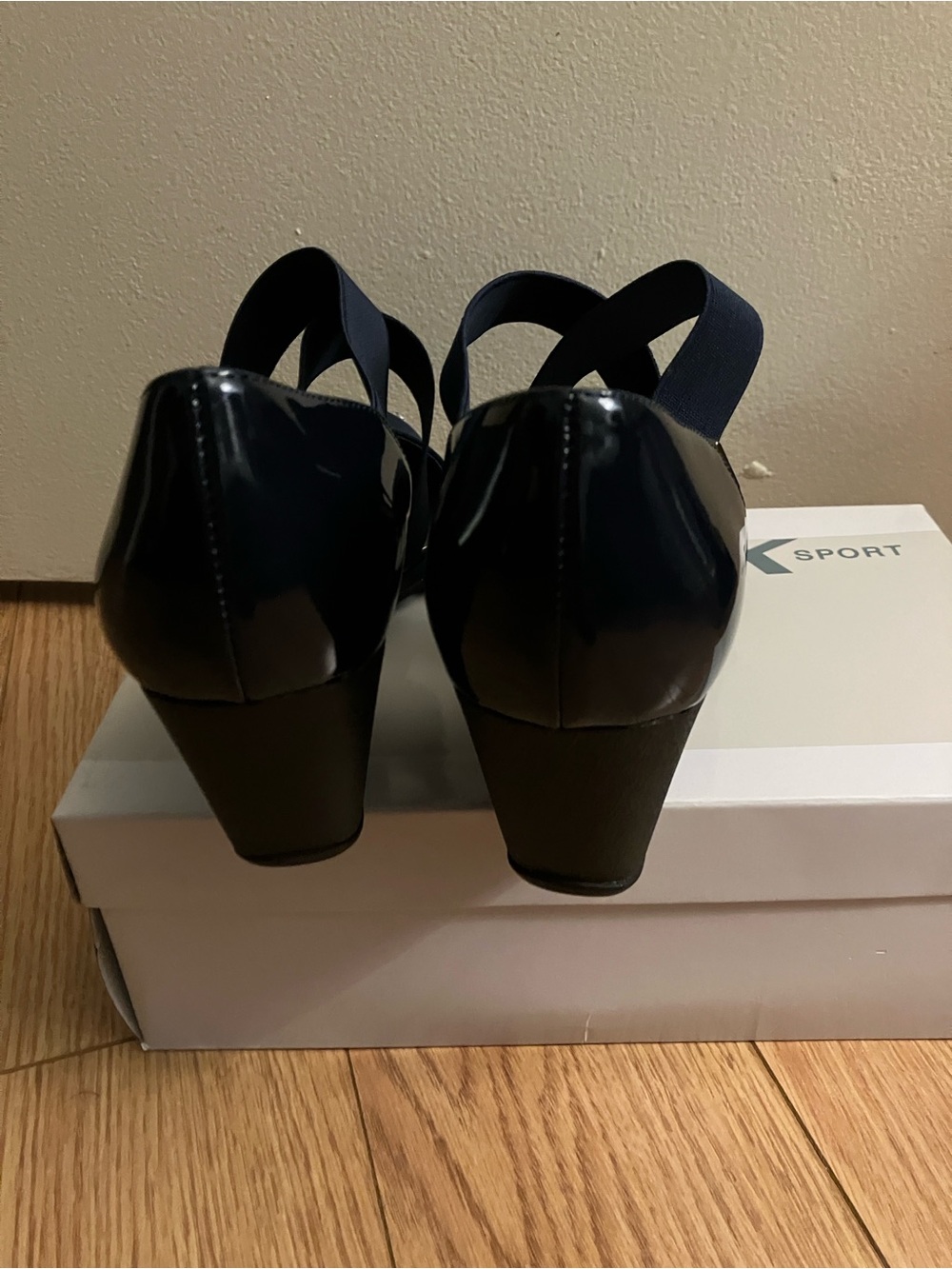 Anne Klein Navy Crisscross Strap Wedge - Picture 4 of 6